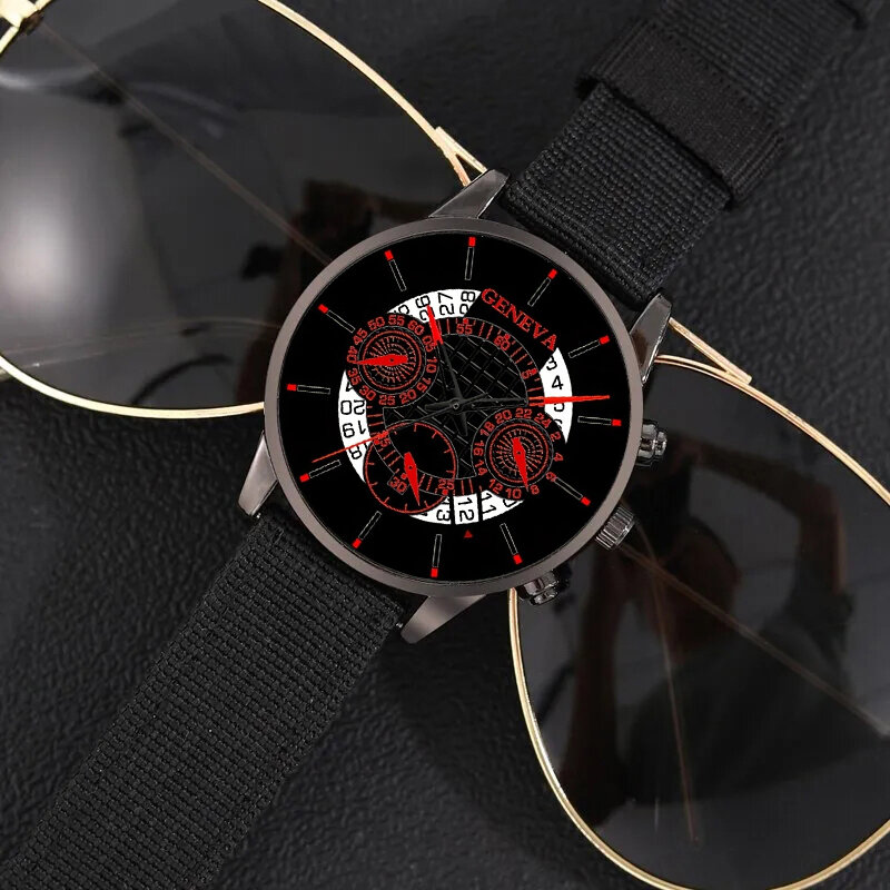 남성용 비즈니스 달력 시계, 블랙 트리 오브 라이프 핸드 로프, 럭셔리 남성 스포츠 캐주얼 나일론 쿼츠 시계, 5 개 세트 패션