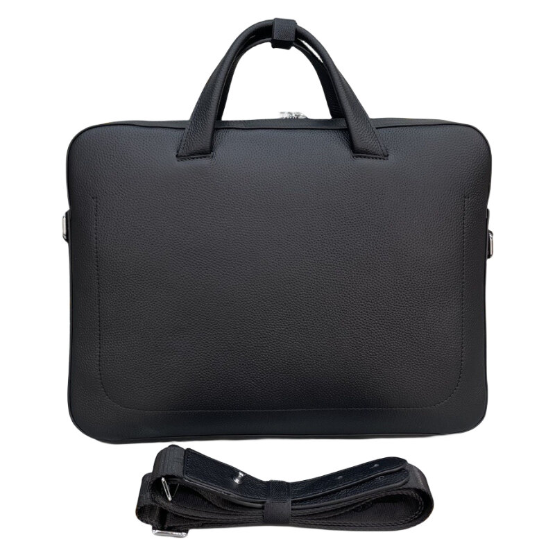 남성용 휴대용 가죽 서류 가방, 비즈니스 진자, 대용량 블랙 지퍼 클로저, 컴퓨터 숄더백, 개성 패션