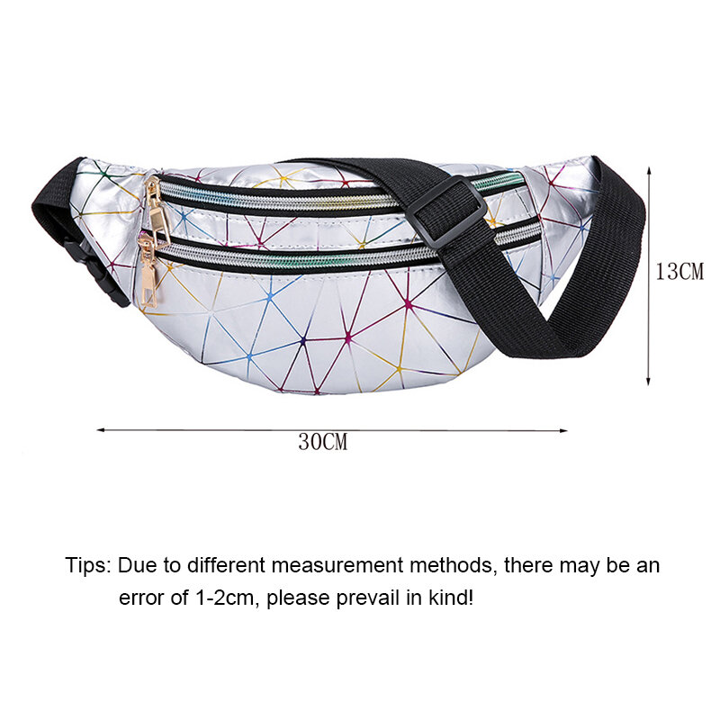 Sac de taille à motif géométrique laser unisexe, sac de ceinture d'épissage en cuir ÉlPU, sac à main Bum pour hommes et femmes