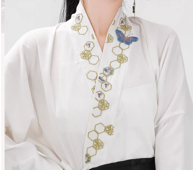 Retro Hanfu damska wiosna/lato spódnica z twarzą konia tkackie złote styl ludowy nieśmiertelny Qi zestaw