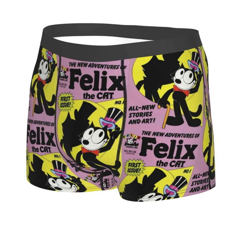 Niestandardowa bielizna Anime Disney Felix The Cat Men Stretch Cartoon bokserki spodenki majtki miękkie majtki dla mężczyzn
