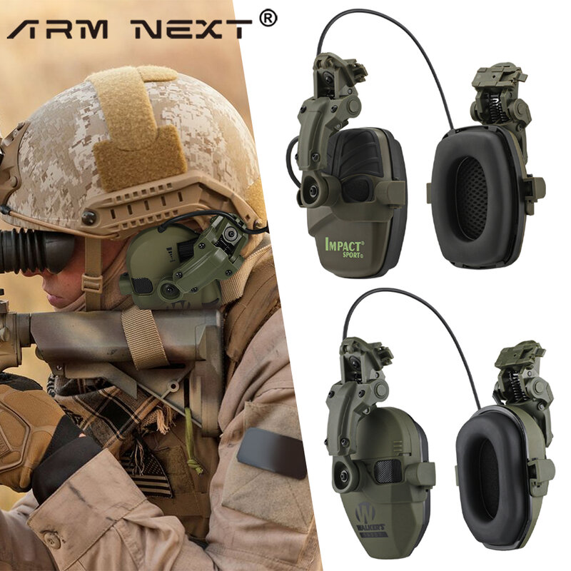 Tactical Electronic Shooting Headset, Versão montada do capacete, Captador de caça, Redução de ruído, Proteção auditiva