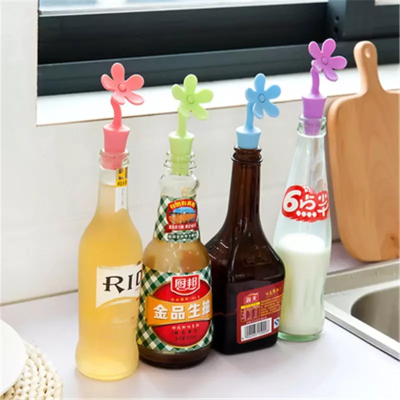 1602 new  Creative potted Flower-shaped silicone wine plug Wine Beer Pourer stoppers funny Gift household products
