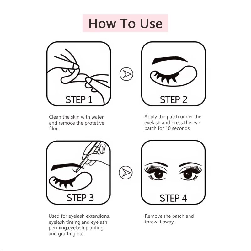 OWOSC 100 sztuk hurtownie hydrożel żel płatki pod oczy dla oczu wydłużająca rzęsy Eyepads rzęs wydłużająca rzęsy maska Eyepad makijaż