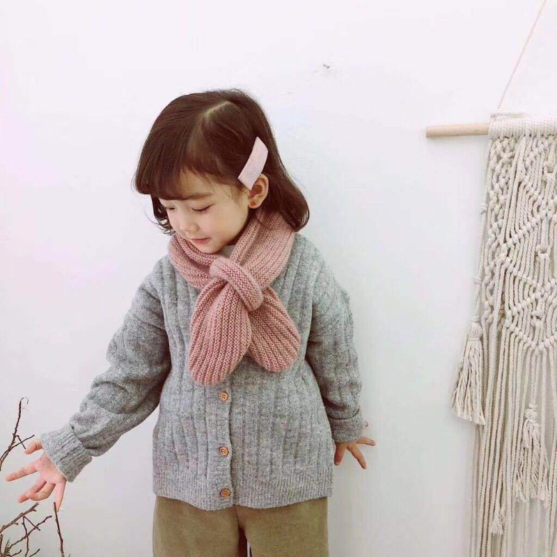 Candy Color Baby Knitted Scarf Autumn Winter Warm Scarves for Toddler Boy Girl Korean Ins Kids Children Cross Neckerchief