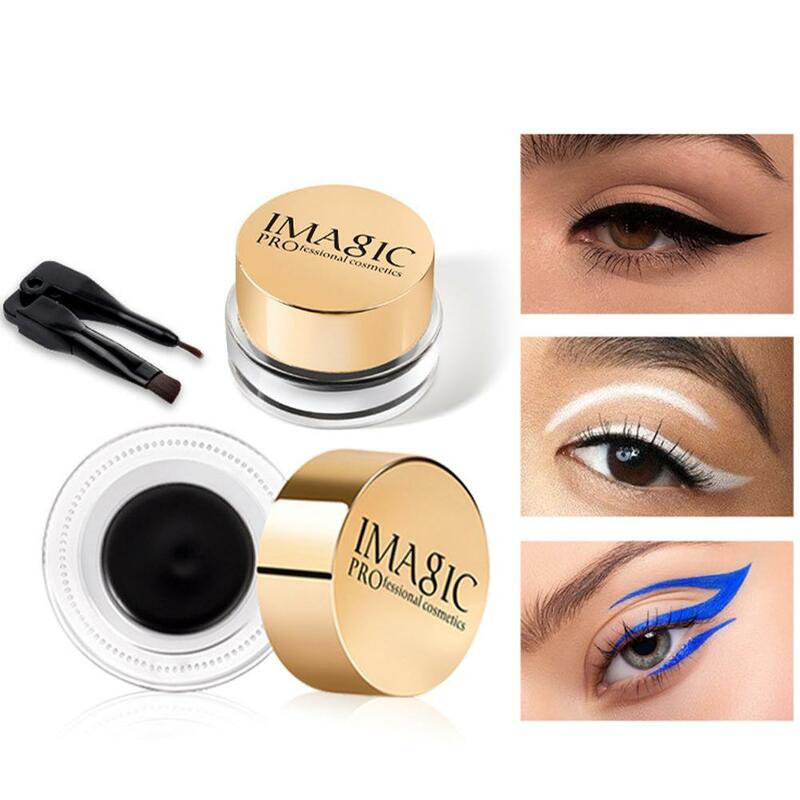 Black Brown Eyeliner Cream Waterproof Quick Drying Smooth Eye Liner Gel non Blooming Eye Shadow Makeup Tools con Set di pennelli