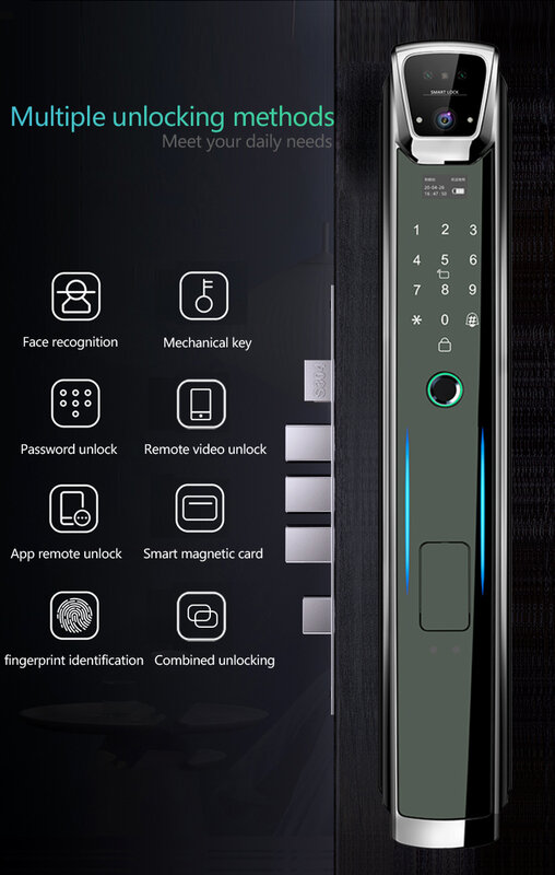SZMYQ-llave recargable con huella dactilar, reconocimiento facial inteligente con sistema de puerta, cerraduras centrales de vídeo, cilindros, Tuya