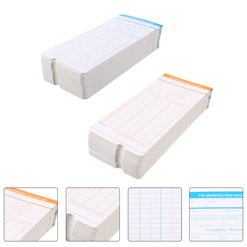 200 Sheets English Attendance Card Time Clock Cards Small Warehouse Clocks Paper Jam Warehouse Monthly Format