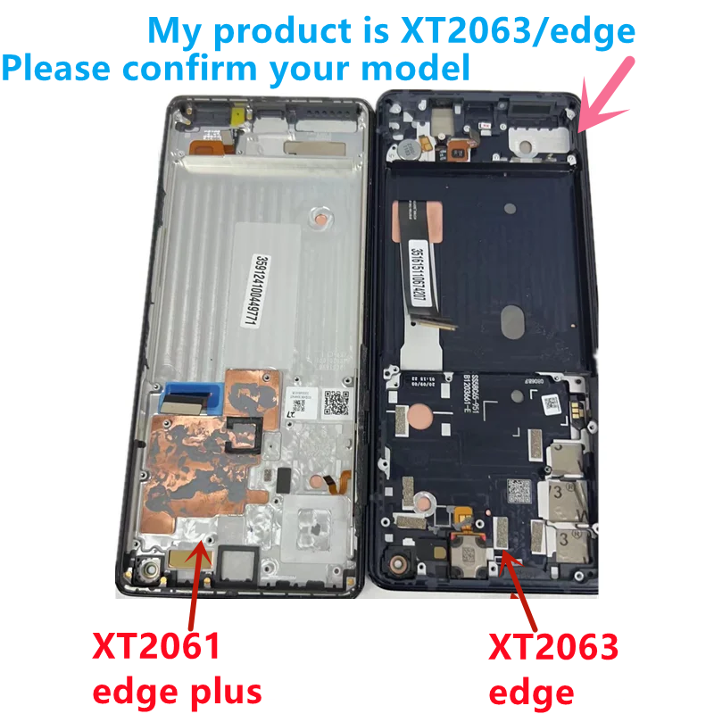 XT2063-3 LCD para Motorola Moto Edge, digitalizador de pantalla táctil con marco para Moto Edge, panel XT2063, punto usado