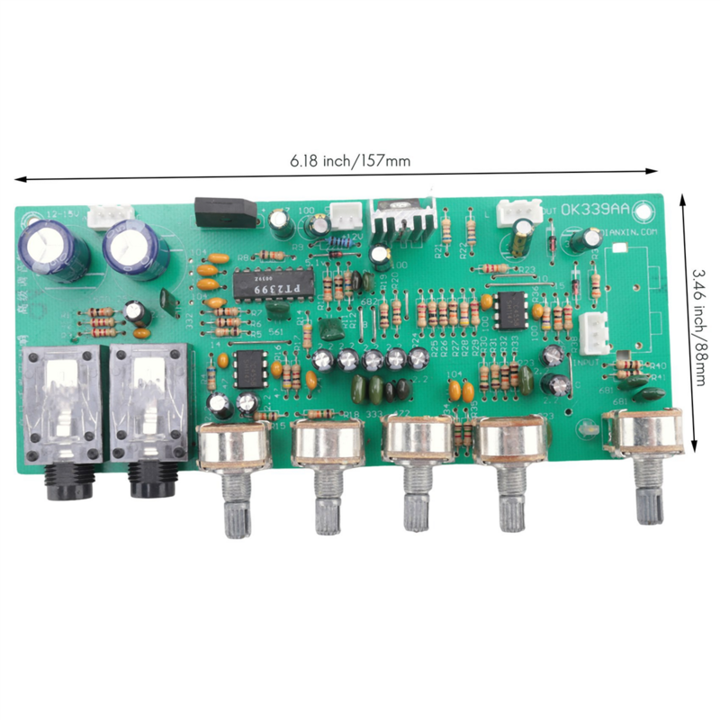 Digital Microphone Amplifier Tone Board PT2399 Karaoke Reverb Preamplifier Board Dual AC12-15V