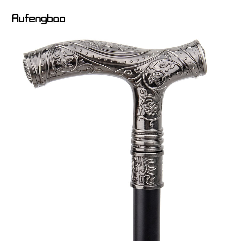 Silver Wolf Head Flower  Single Joint Walking Stick Decorative Cospaly Party Fashionable Cane Halloween Crosier 93cm