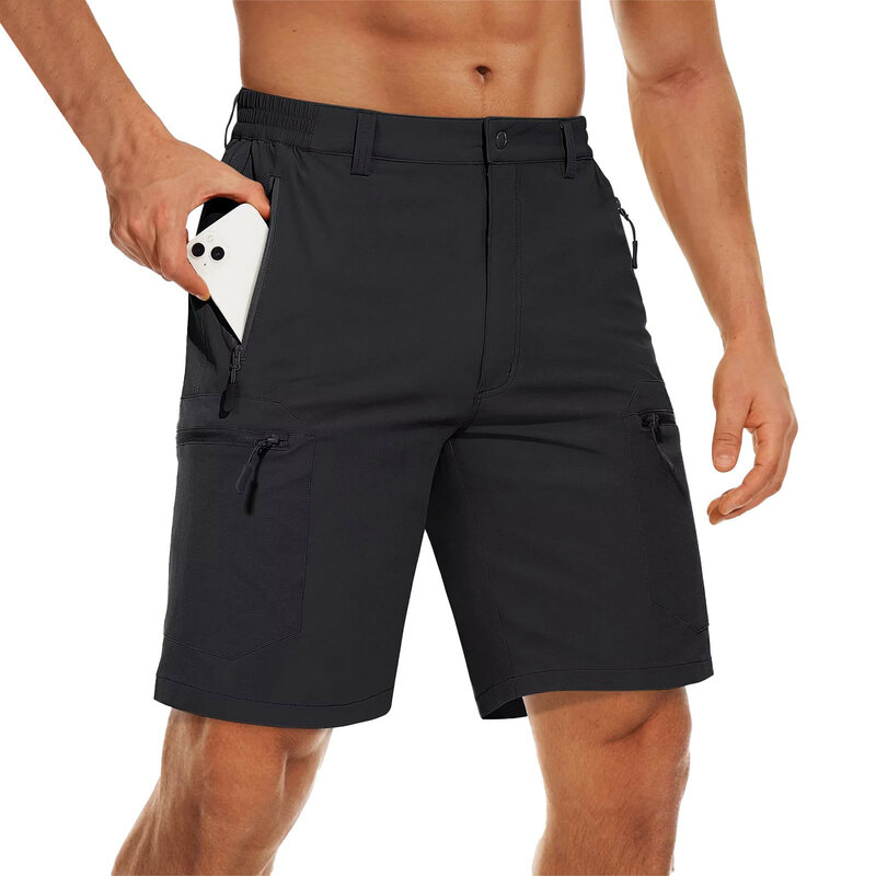 Pantalones cortos de secado rápido para hombre, Shorts ligeros para correr al aire libre, entrenamiento de gimnasio, Fitness, senderismo, bolsillos con cremallera, Verano