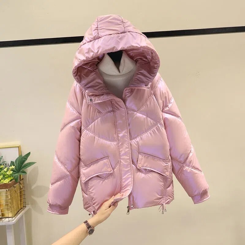 2022 Winter new cotton padded clothes thickened short cotton padded clothes bright face wash free down cotton padded jacket