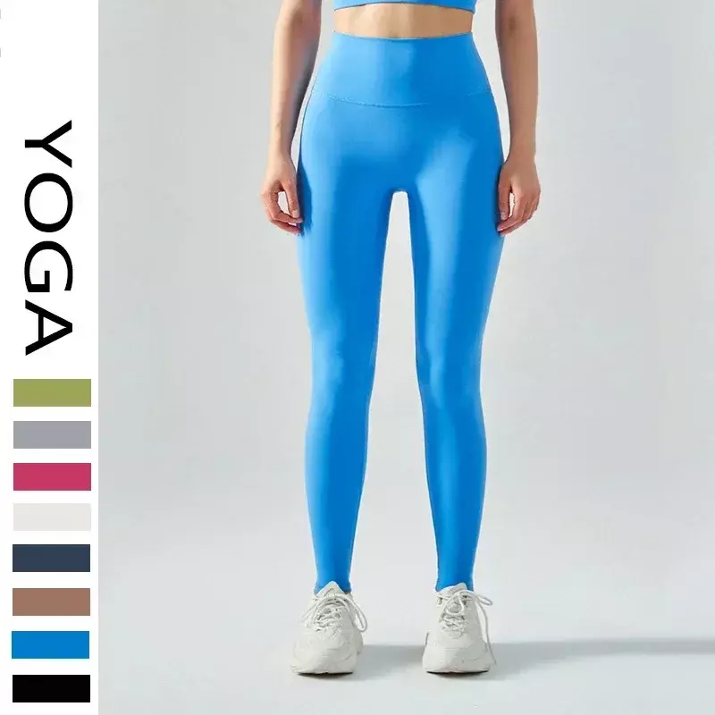 Celana Yoga wanita pinggang tinggi telanjang celana ketat olahraga celana Fitness lari mengangkat pinggul tanpa jejak