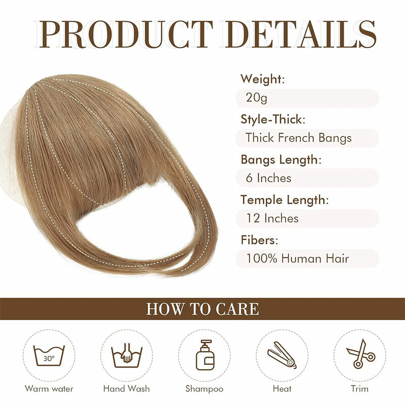 Maxine Clip In Bangs capelli umani marrone biondo frangia finta Clip nell'estensione dei capelli capelli umani frangia naturale parrucchino per le donne