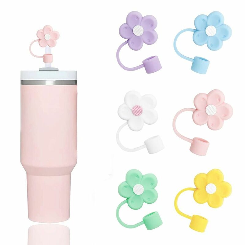Flowers Flowers Straw Covers Cap Airtight Reusable Drinking Straw Tips Lids Splash Proof Dust Proof Plugs Protector for Stanleys