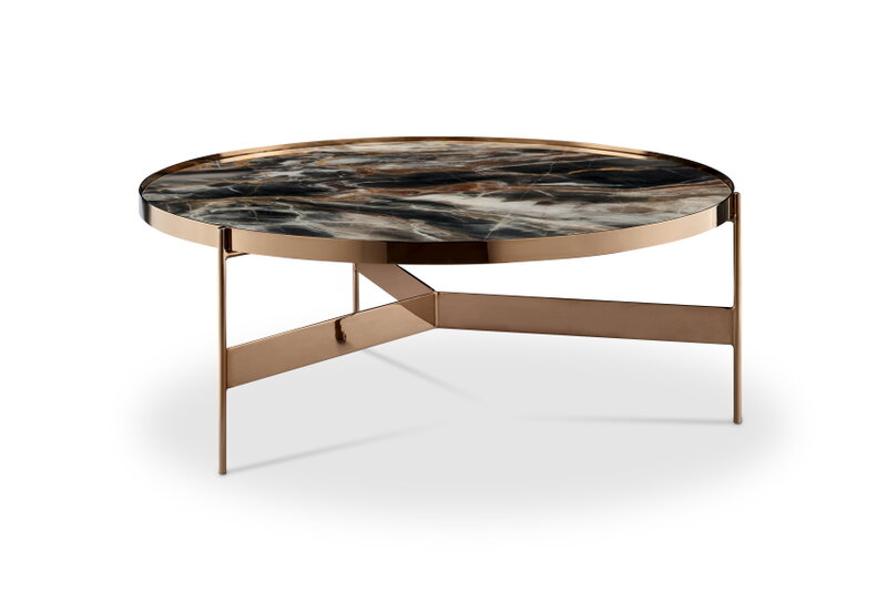 Table basse circulaire en marbre, mobilier nordique simple, personnalisé, avec pieds en métal et acier inoxydable