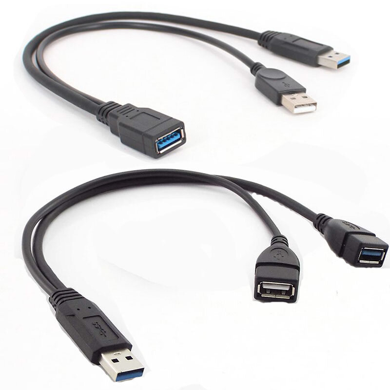 USB 3.0 2.0 męski żeński do podwójnego USB 3.0 męski rozdzielacz żeńskie gniazdo 2 portowy USB Hub przewód Adapter do kabla danych dla Laptop L1