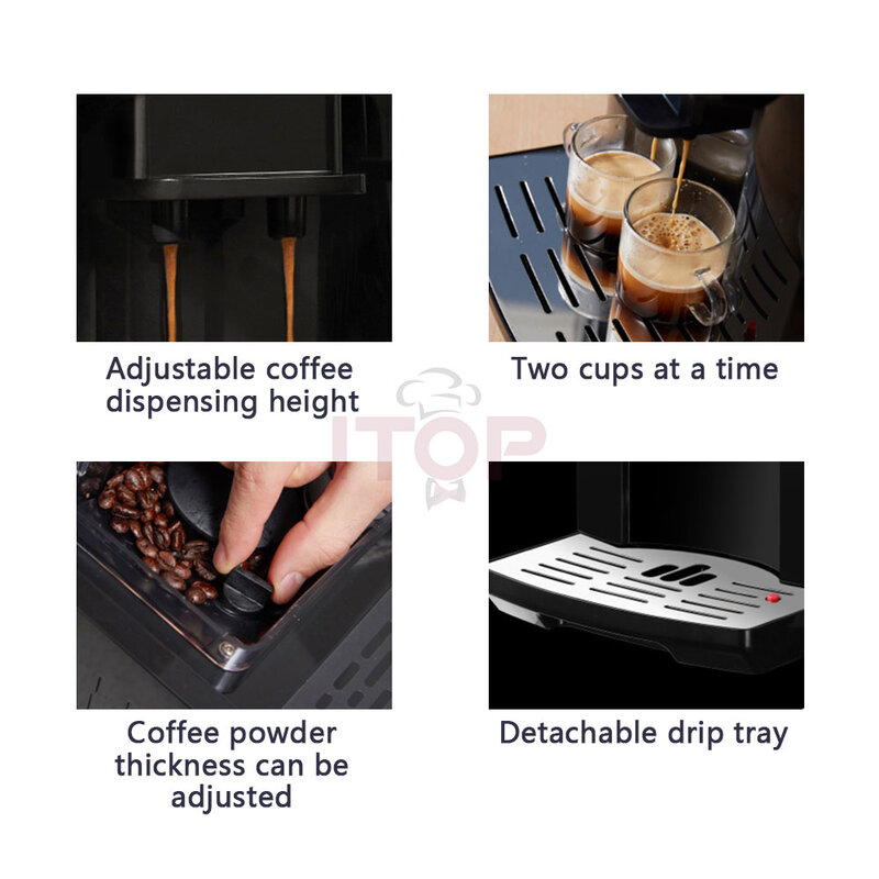 ITOP มีส่วนร่วมใน ACM7S อัตโนมัติเครื่องชงกาแฟ3 In 1 Espresso Brewing,bean เครื่องบด Milk Foaming เครื่องชงกาแฟที่ใช้ในครัวเรือน110V 220V