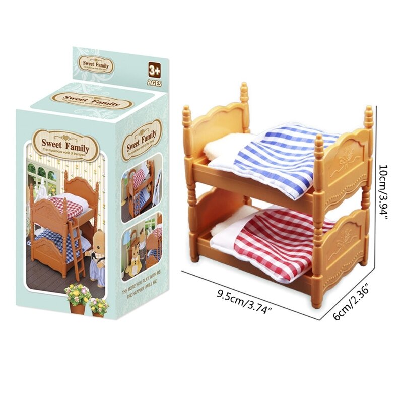 DIY Miniatur Rumah Boneka Kit Plastik Tempat Tidur Ganda Mini Rumah Boneka Aksesoris DropShipping