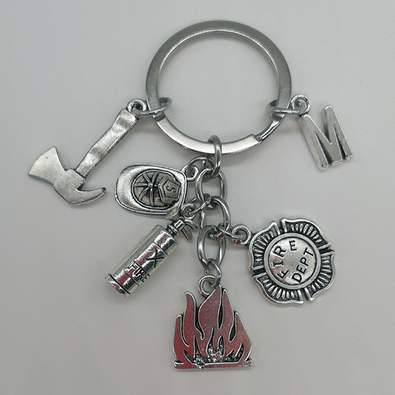 جديد طفاية حريق و لهب المفاتيح رسائل A-Z رجال الاطفاء النار بطل حلقة رئيسية الإبداعية رجال الاطفاء هدية fasion المجوهرات