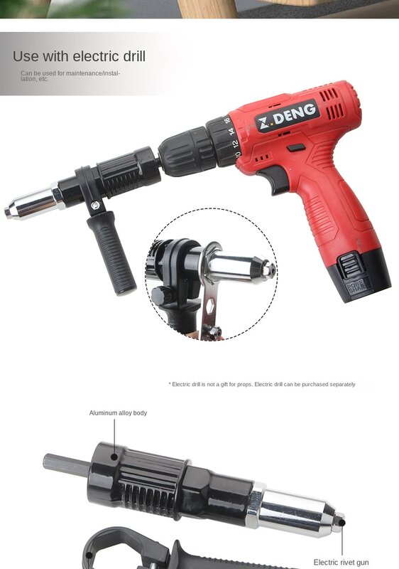 Black electric rivet gun is easy to use, lightweight, portable, sturdy, and durable. Pneumatic core pulling rivet gun
