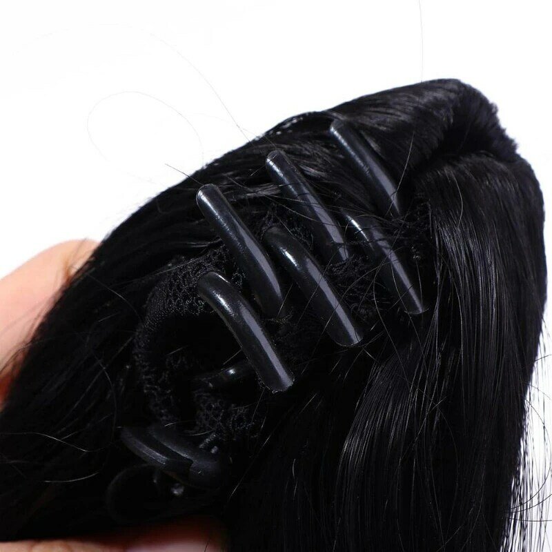 Parrucca sintetica corta a coda di cavallo dritta con Clip personalizzata leggera fai da te Styling estensioni dei capelli parrucchino per le donne uso quotidiano