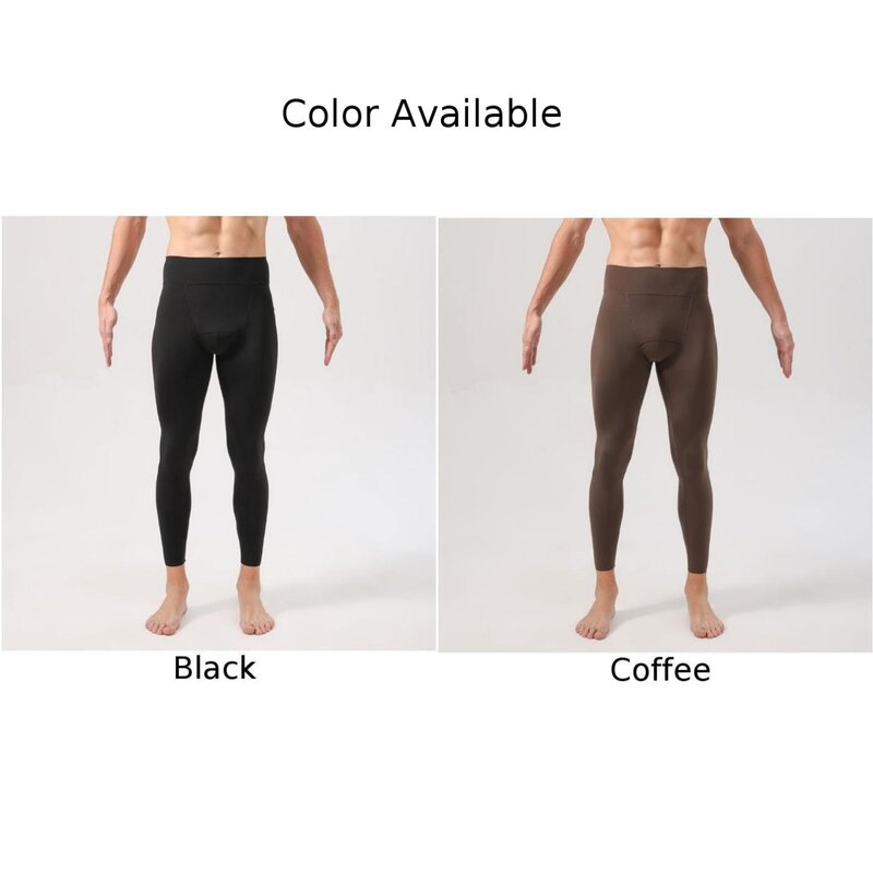 Mens Thick Thermal Tight Legging Slim Fit High Waisted Skinny Soft U Convex Pouch  Shaping Trousers Base Layer Bottoming Pants