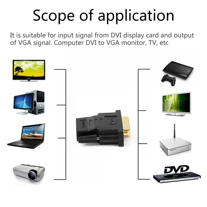 Adaptador compatível com DVI para HDMI, Transmissão bidirecional, Projetor de TV HD, macho para fêmea, 24 + 5, Novo