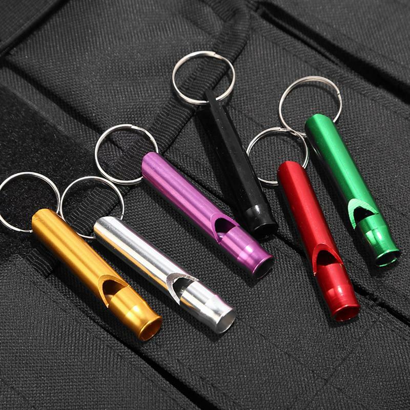 Aluminum Alloy Whistle Keychain for Emergency Safety, Survival, Hiking, Camping, Sports Tool, Random Color
