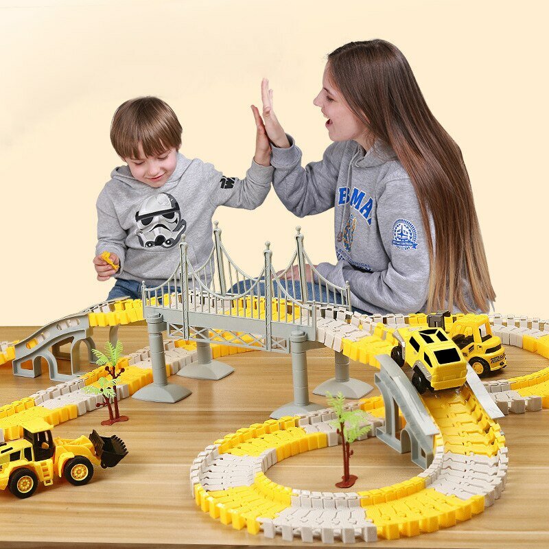 ชุดรางไฟฟ้าสำหรับเด็ก, ของเล่นทางวิศวกรรมรถมินินปริศนาของเล่นรางรถไฟของเล่นสำหรับเด็กของขวัญวันเกิดวันคริสต์มาส