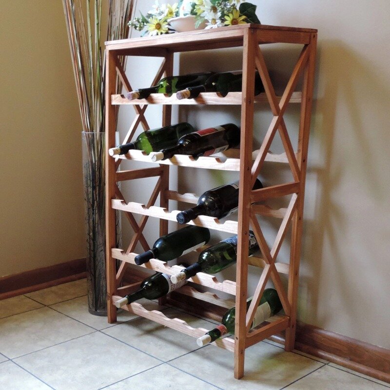 Lavish Home 25-Bottle Freestanding Wine Rack Bottle Holder with Tabletop wine rack cabinet  home bar furniture