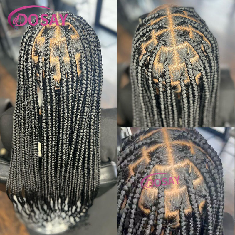 Full Lace Front Wigs Tribal Braided Wigs Jumbo Knotless Box Braid Wig For Black Women Cornrows Faux Locs Synthetic Wig Burgundy
