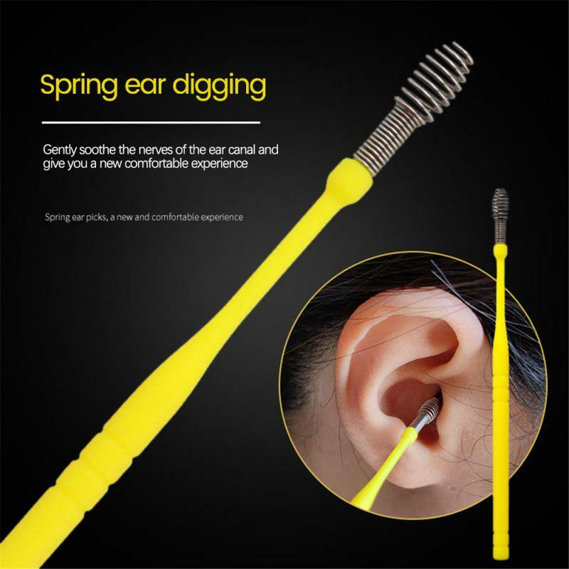 Aço inoxidável Ear Pick Cleaner, espiral Primavera Tool Set, portátil, 6, 7 pcs