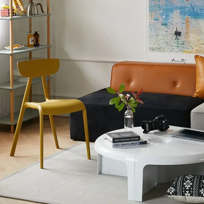 Table Basse Circulaire Nordique en Plastique, Design Moderne, Créative, Élégante, Salon, Chambre à Coucher, Meubles de Maison