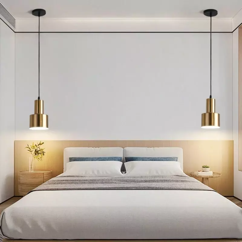 Bed Minimalistische Moderne Luxe Slaapkamer Woonkamer Achtergrond Muur Creatief Restaurant Bar Tafellamp Enkele Kop Kroonluchter