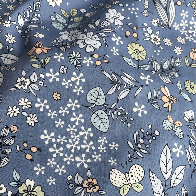 Weed Rain Blue Floral Plants 100% algodón popelina Original Impresión Digital telas usadas para coser diseñador falda hecha a mano DYl