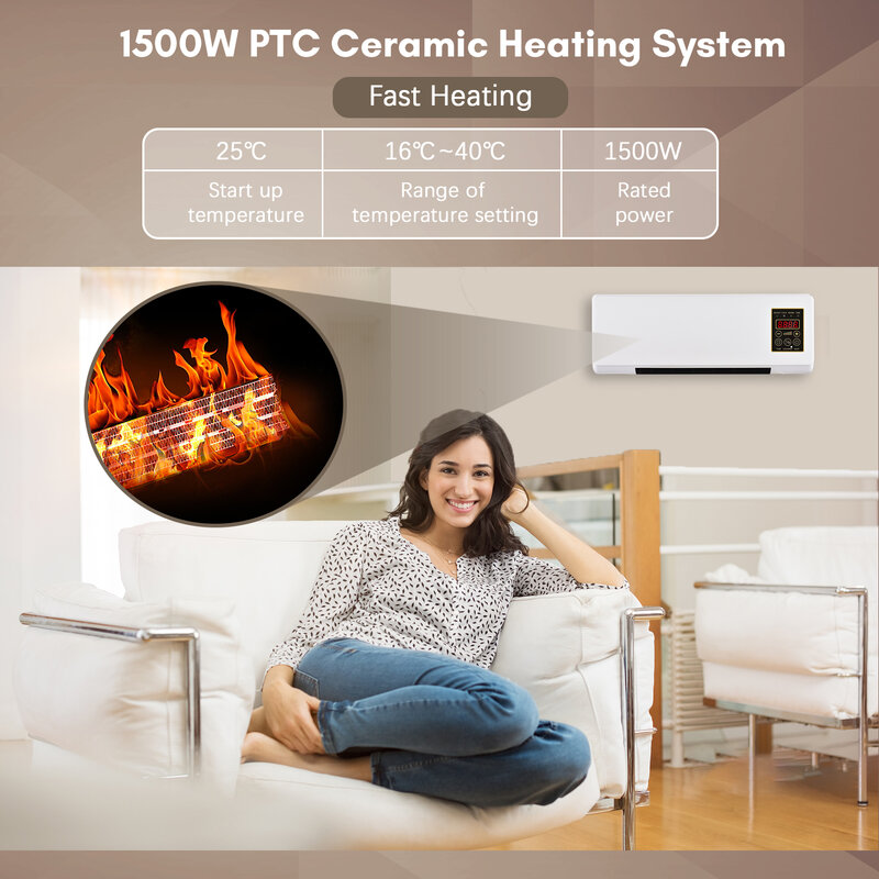Koude En Warme Dual-Purpose Airconditioner Verwarming En Ventilator Combo Muur Gemonteerde Desktop 2in1 Ventilator Timing Functie Verwarming En Cool