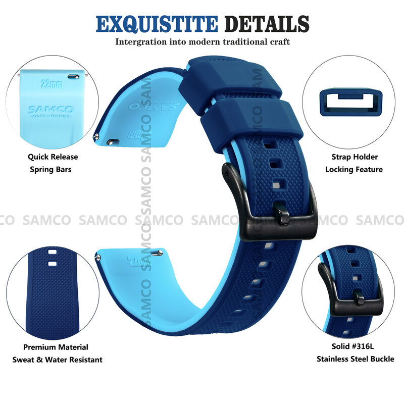 Ремешок силиконовый для наручных часов, быстросъемный резиновый сменный Браслет для Huawei ,Samsung Galaxy, Garmin, 18 мм 20 мм 22 мм