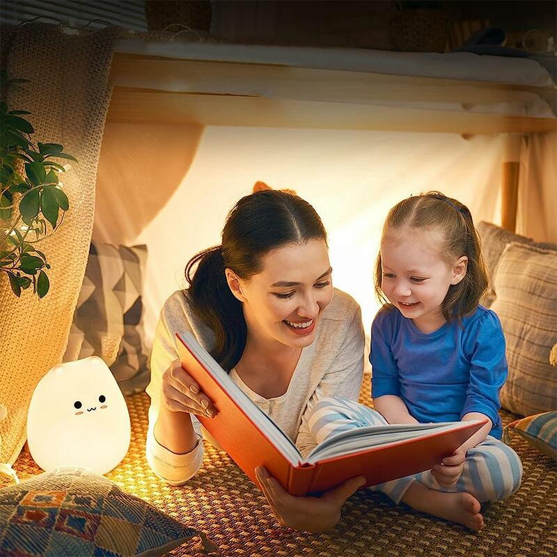 Veilleuse LED en silicone souple avec commande de robinet pour enfants, lampe de nuit pour enfants, bébé, filles, garçons, cadeau pour tout-petits, décoration de chambre