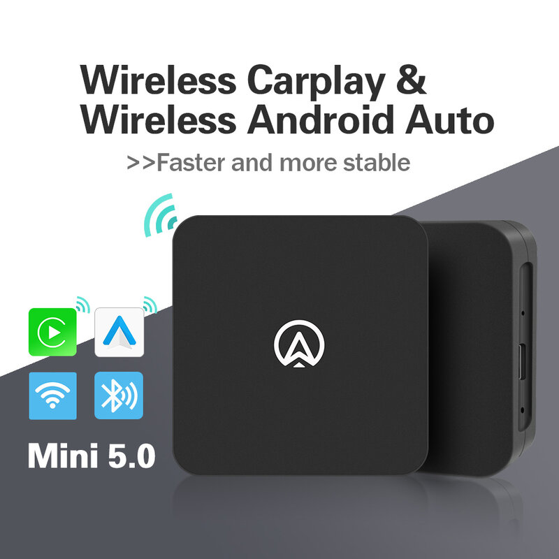 Carplay Mini Box sem fio, Adaptador Auto Android, Plug and Play, Bluetooth, Dongle WiFi para Toyota, Volvo, Volkswagen, Skoda, Benz