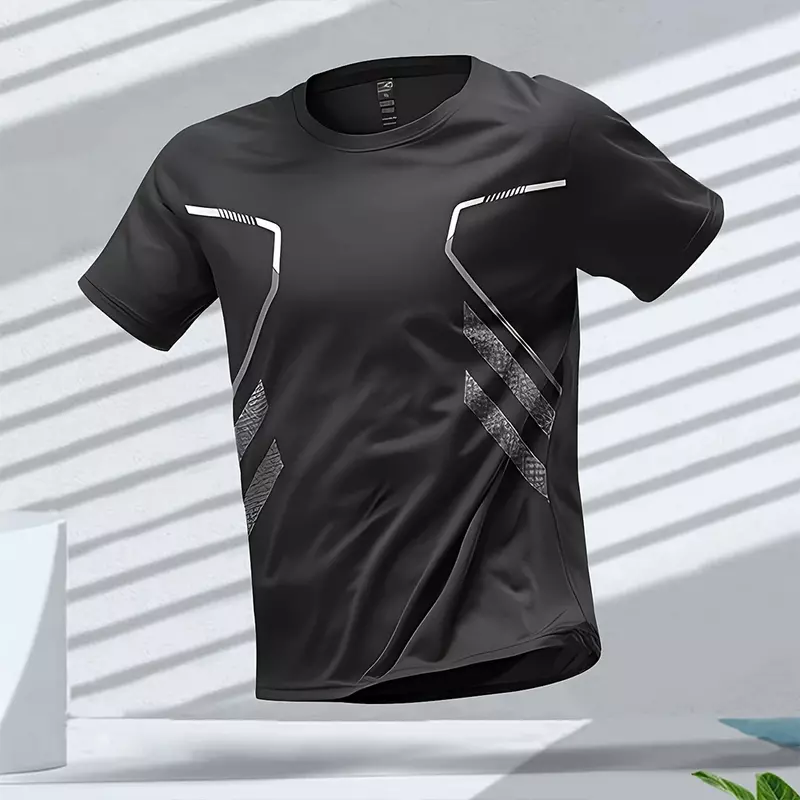 Men's T-shirts Sports Running T-shirt Color Block Men Quick-drying Breathable Short Sleeve Tops Round Neck Outdoor Workout Tee