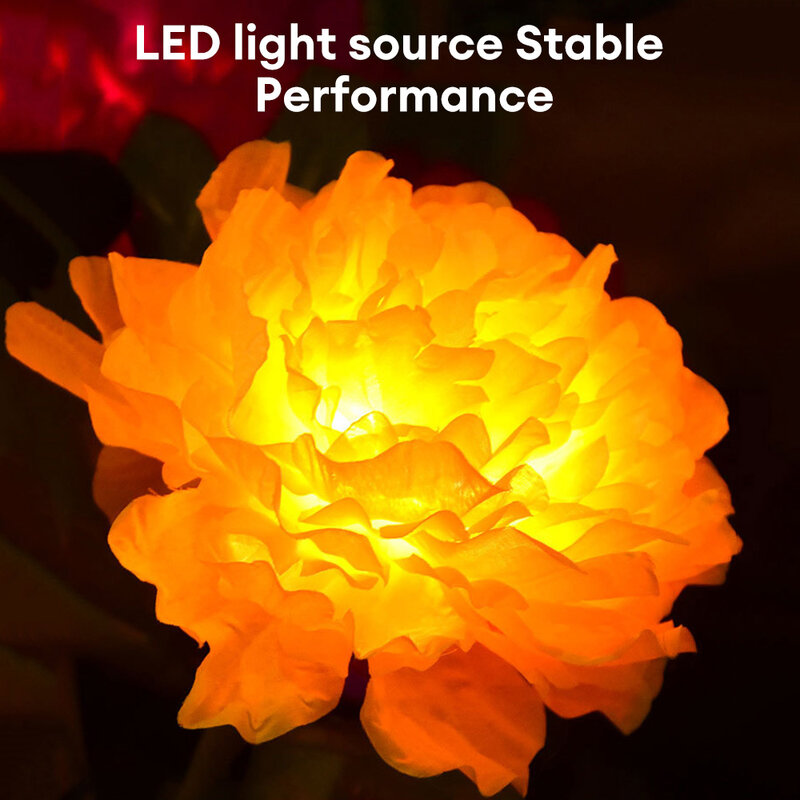 Lampu LED simulasi tenaga surya, lampu LED bunga Peony taman, halaman rumput, lampu malam lanskap, dekorasi Natal rumah taman