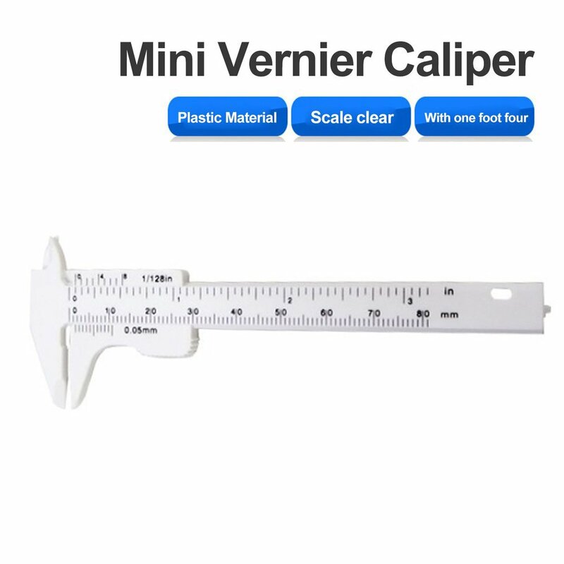 Pinça Vernier Plástica Dupla Escala, Mini Régua, Ferramenta de Medição Precisa, Padrão, 0-80mm