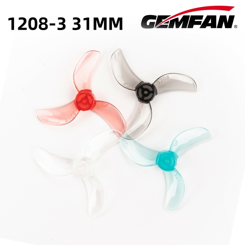 8PCS/Lot GEMFAN 1208-3 31MM TRI BLADE 0.8MM 1MM 1.5MM SHAFT (4CW+4CCW) POLY CARBONATE Micro Propellers for 0802 25000kv Motor