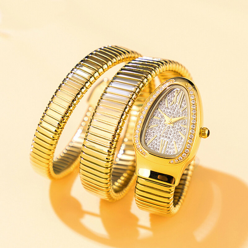 Reloj ligero de marca de lujo para mujer, pequeño y elegante estilo serpiente, reloj de pulsera a la moda e impermeable, W95