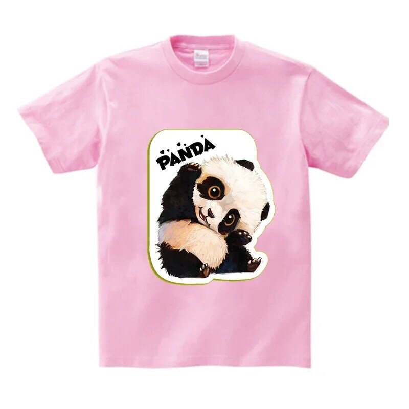 2024 Kinder Baumwolle T-Shirt Jungen und Mädchen Tops T-Shirt Cartoon Panda kurz ärmel ige Kinder Sommer Freizeit kleidung Kinder T-Shirt