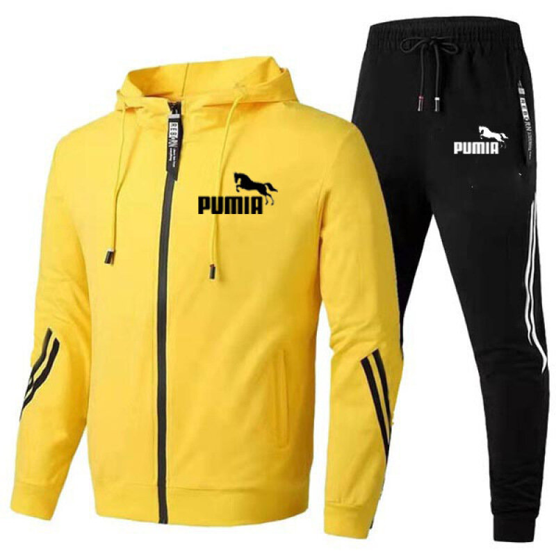 2 pezzi Design tuta da uomo autunno inverno felpa con cappuccio giacca e pantaloni della tuta felpe sportive con stampa Casual tuta da Jogging