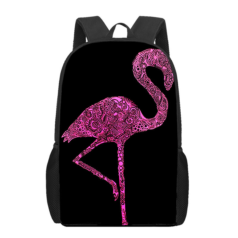 男の子と女の子のためのピンクのフラミンゴのプリントが付いたランドセル,ユニークなバックパック,学生のためのバッグ,カジュアルなトラベルバッグ