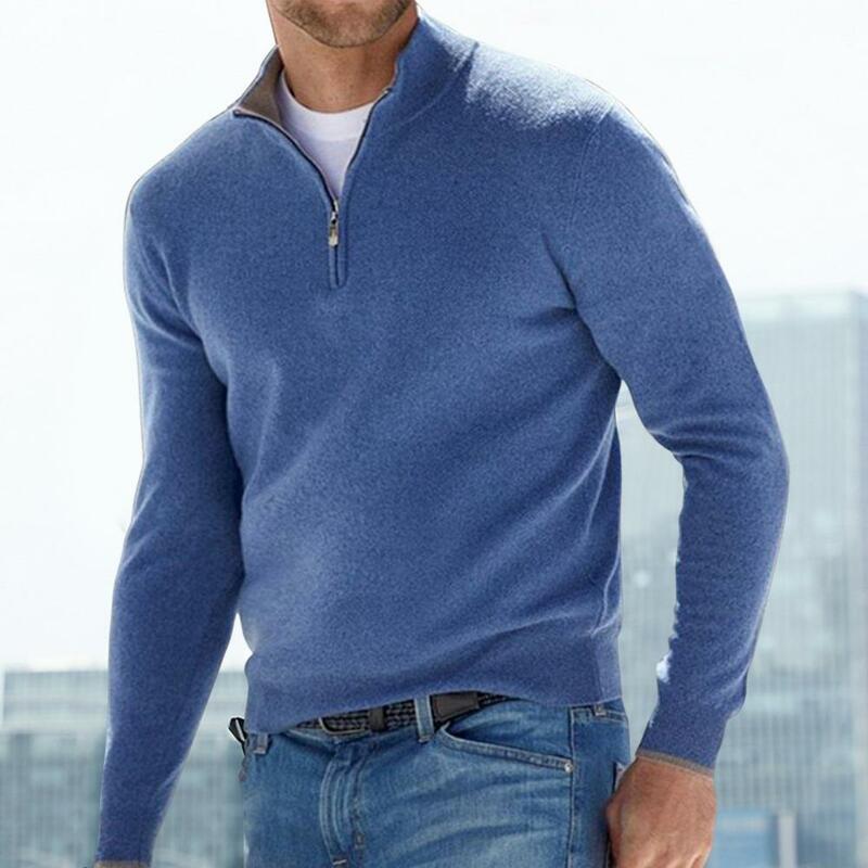 Sweter Musim Semi Kaus Dasar Pria Musim Gugur Atasan Musim Gugur Warna Murni Termal Chic Kasual Hangat